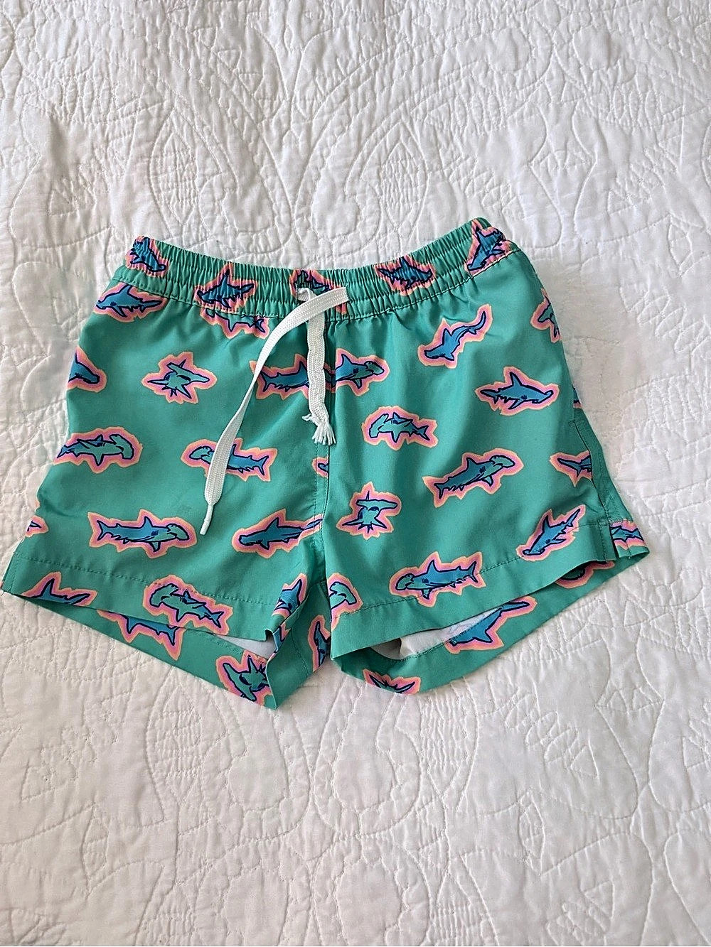Chubbies The Apex Swimmers Classic Lined Swim Trunks Shark Print Boys XS